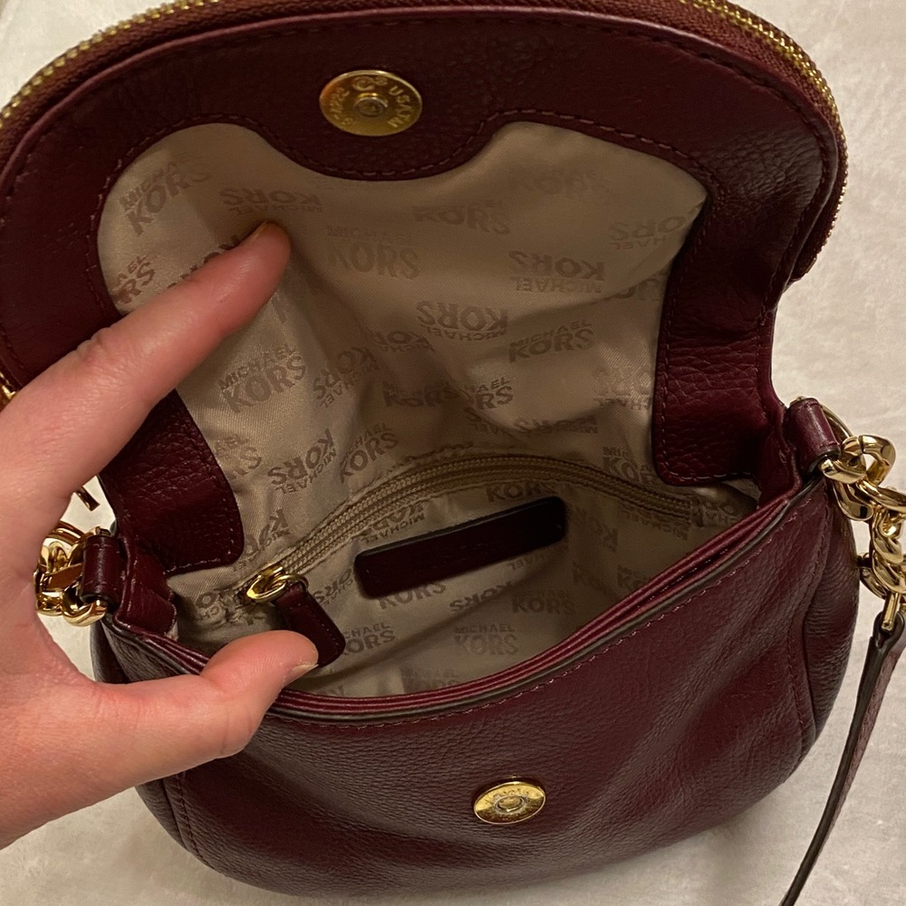 Michael Kors Dark Red Crossbody Bag with Gold Accents - Picture 5 of 8